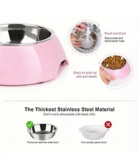 Aronkl Stainless Steel Pet Feeder Set 2 Non-Slip Bowls Elevated Stand Food Water for Kittens
