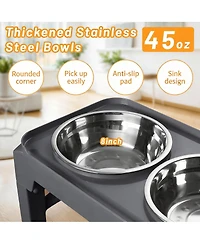 Aronkl Adjustable Elevated Dog Bowl Stand with 2 Stainless Steel Bowls & Pet Scoop