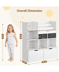 gaomon 1-Pieces Wooden Large-Drawer Cubbies Kids Storage Bookshelf Furniture