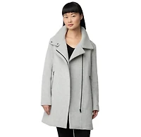 Soia & Kyo Womens Abbi Straight-Fit Mixed Media Wool Coat With Removeable Bib