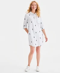 Style & Co Women's Printed Roll-Sleeve Shirtdress, Macy's Exclusive