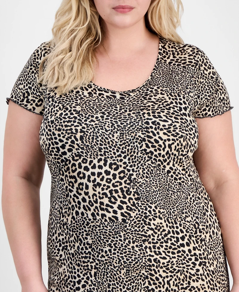 Full Circle Trends Trendy Plus Printed Short-Sleeve Midi Dress