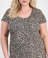 Full Circle Trends Trendy Plus Printed Short-Sleeve Midi Dress