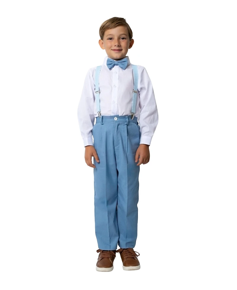 Peanut Butter Collection Little Boys and Big Joey Safari Linen 5-Piece Shirt, Tie, Jacket, Vest Pants Suit Set