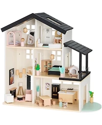 Best Choice Products Pretend Play Wooden Doll House w/ 40 Interactive Accessories, 3-Story Modern Toy Dollhouse Playset