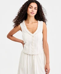 Liverpool Los Angeles Women's Embroidered Cotton Sleeveless Top