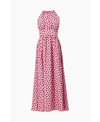 Ivonne Women's Long Open-Leg Polka Dot Halter Neck Dress