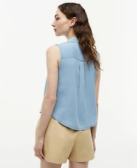 Tommy Hilfiger Women's Collared V-Neck Sleeveless Shirt