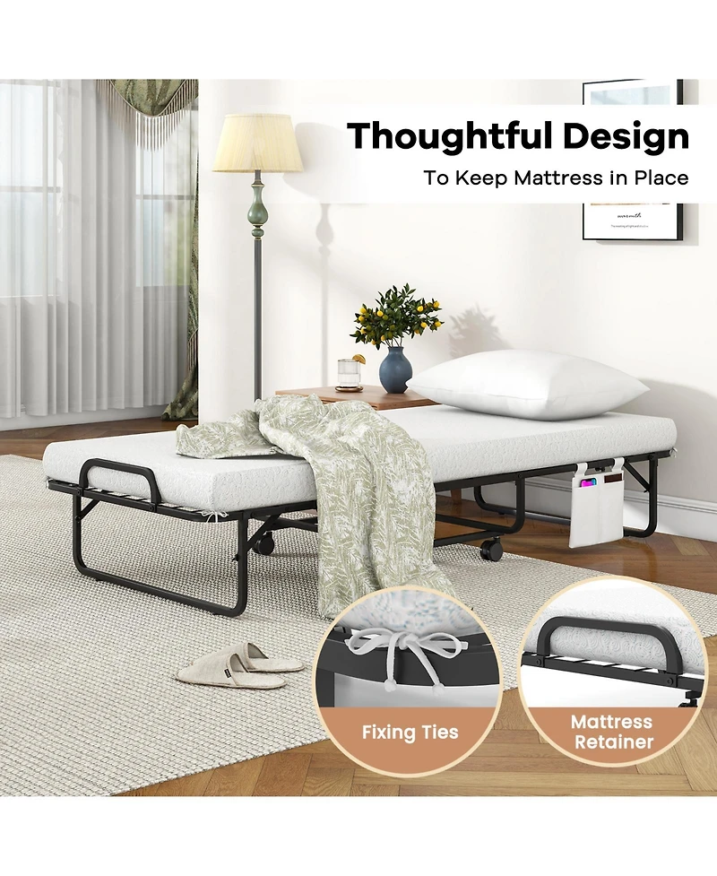 Sugift Cot Size Folding Bed with Memory Foam Mattress and Pillow