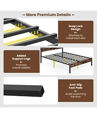 Sugift Bed Frame with High Headboard and Noise Reducing Slats