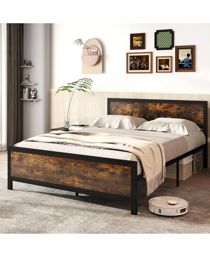 Sugift Metal Bed Frame with Headboard and Footboard