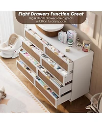 gaomon Rattan 8 Drawer Dresser Tall Modern Closet Deep Storage for Bedroom