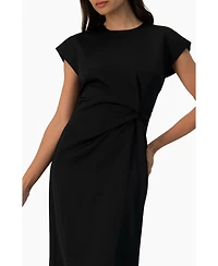 Ivonne Women's Off-Shoulder Straight Satin Dress with Side Knot