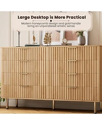 gaomon Wide 8 Drawer Dresser Modern Wooden Chest with Metal Handles