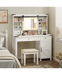 Homcom Vanity Desk Set, Makeup Vanity Table with Mirror and Lights