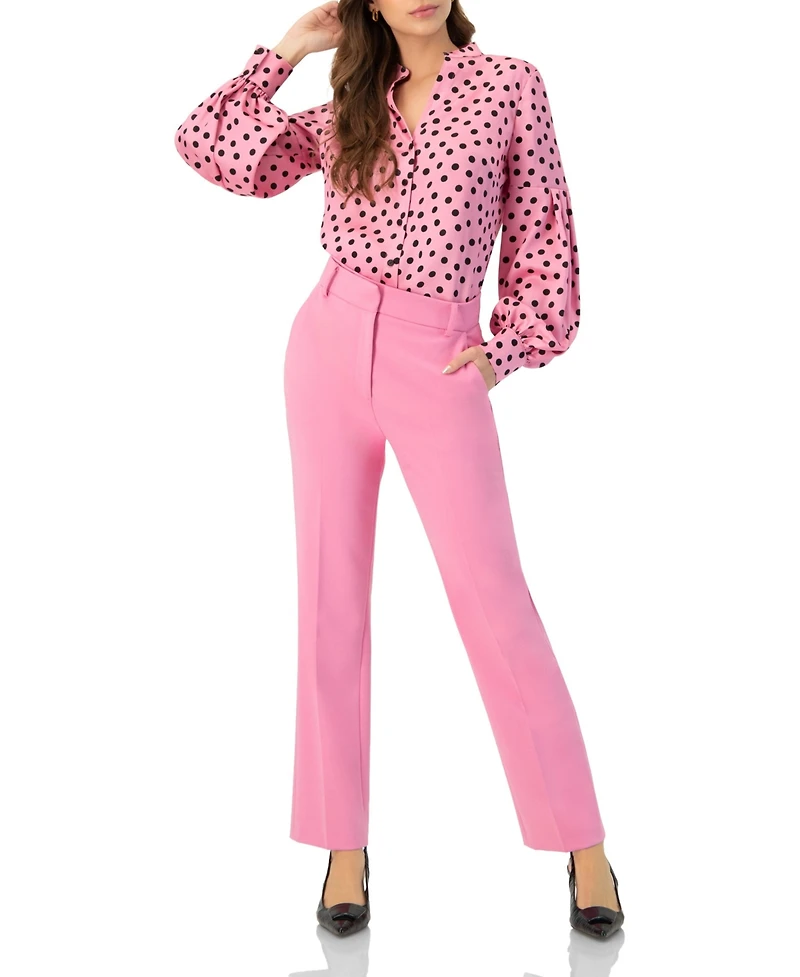 Ivonne Women's Long Sleeve Polka Dot Blouse