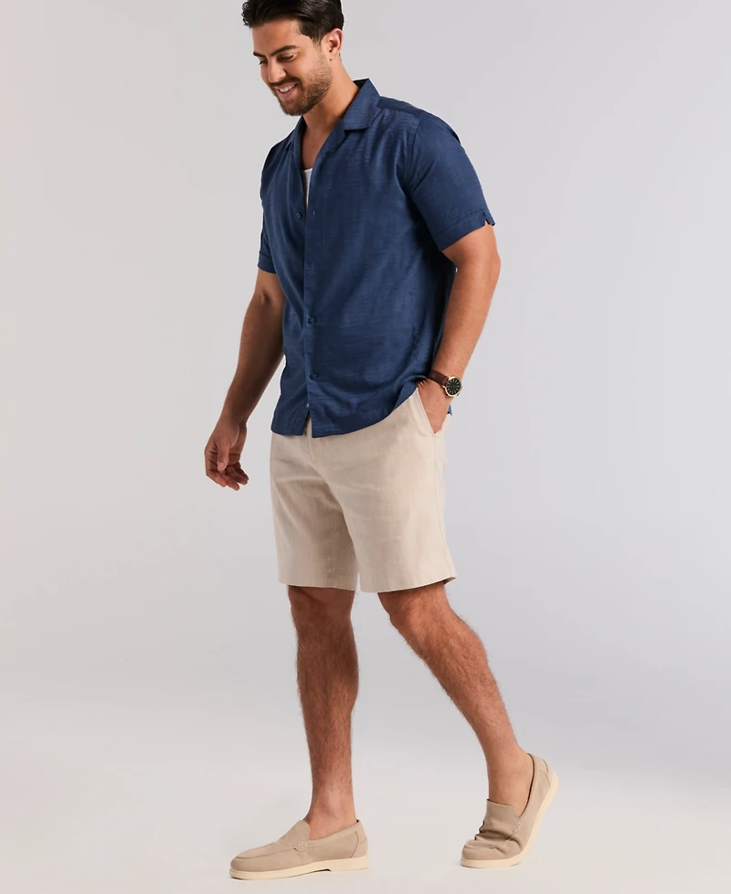 Cubavera Men's Solid Textured Camp Collar Shirt