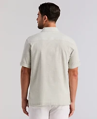 Cubavera Men's Linen Blend Dobby Panel Shirt