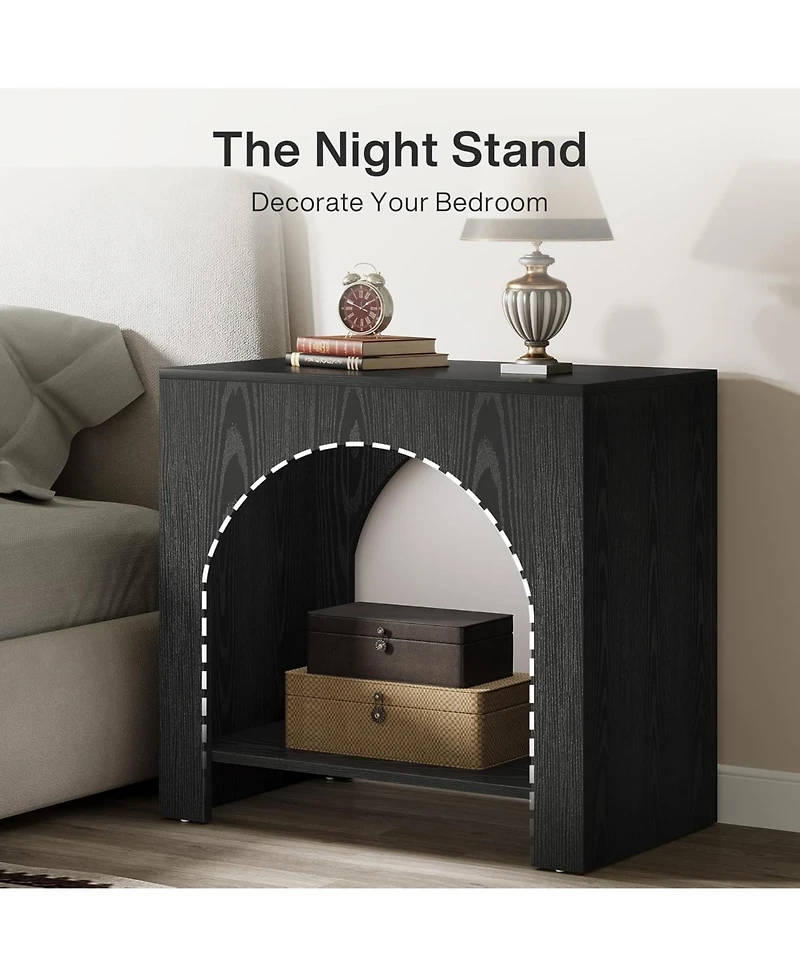 Tribesigns Side Table Set of 2, with Wooden Base, for living room bedroom