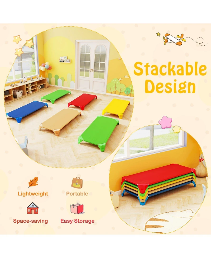 Sugift Portable Stackable Daycare Cots Sleeping Beds Set for Kids