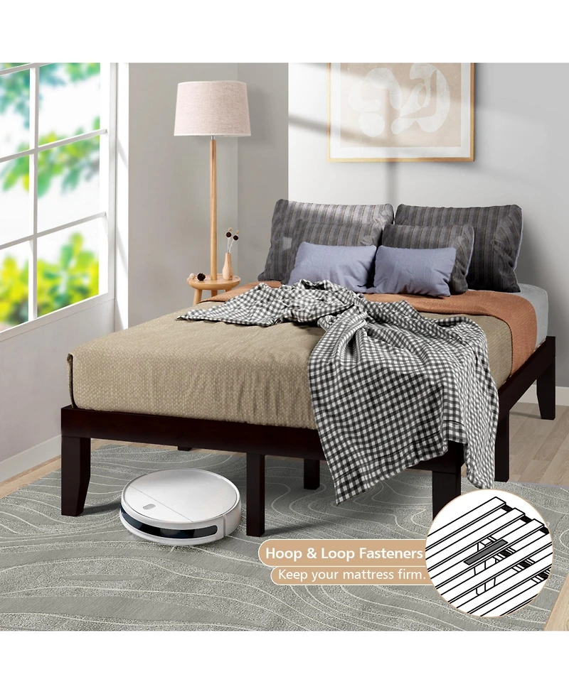 Sugift 14 in Wood Platform Bed Frame with Slat Support