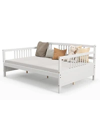 Sugift Wooden Daybed Frame with Guardrails