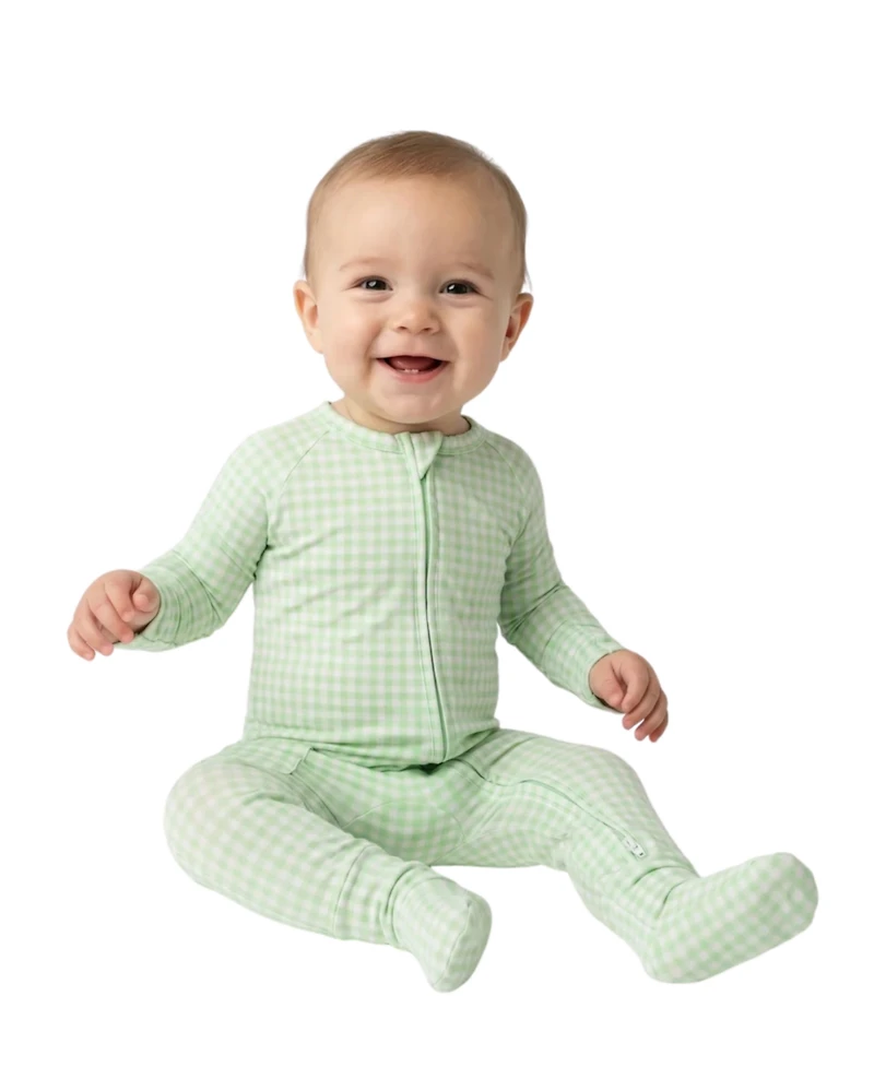 Motette Baby Boy's Pistachio Gingham Bamboo Sleeper
