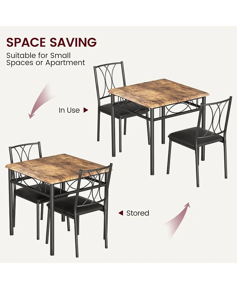 gaomon 3-Piece Wood Dining Table Set for 2, Upholstered Chairs, Compact Square Table for Breakfast Nook, Apartment