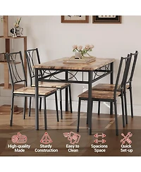 gaomon 5-Piece Space Saving Dining Table Set, Kitchen Table and Upholstered Chairs, Compact Dining Room Set for Apartment