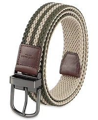 Cole Haan Men's Two-In-One Reversible Striped Stretch Web Belt