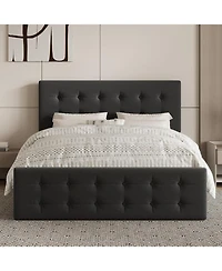 gaomon Queen Upholstered Platform Bed Frame with Adjustable Headboard, Storage Drawer, Heavy Duty, No Box Spring