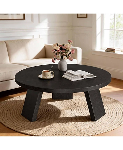 gaomon Round Wood Coffee Tables for Living Room,Circle Coffee Table,for Apartment