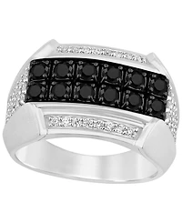 Macy's Men's Black and White Diamond (1-1/2 ct. t.w.) Ring Sterling Silver
