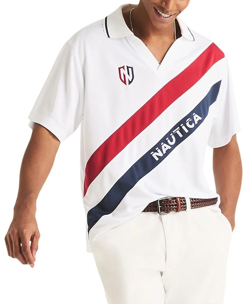 Nautica Men's Diagonal Blocking Johnny Collar Polo Shirt
