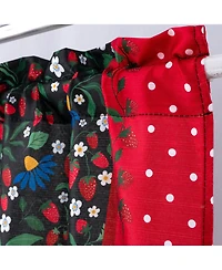 Rt Designers Collection Polyester Cucina Strawberry Fields Kitchen Curtains Valance and Tiers Set 52" x 18" Muticolor