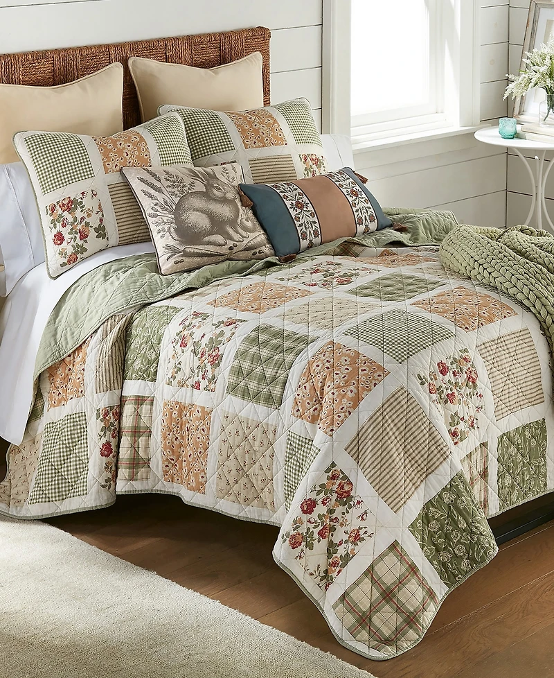 Donna Sharp Peach Rose Cotton 3-Pc. Quilt Set, King