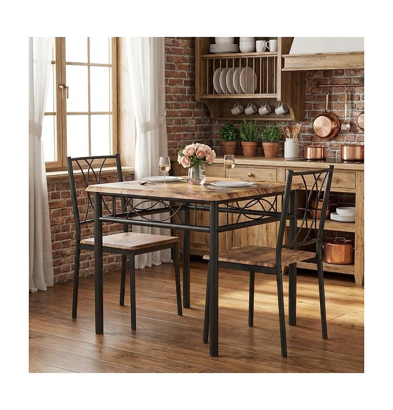 gaomon 3-Piece Dining Table Set for 2, Kitchen Table with 2 Chairs, Space-Saving Square Table for Small Apartment