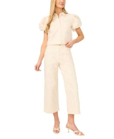 Cece Womens Puff Sleeve Shirt Eyelet Cropped Jeans