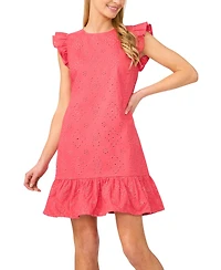 CeCe Women's Crewneck Flutter-Sleeve Mini Dress
