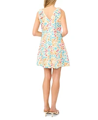 CeCe Women's V-Neck Printed Cotton Mini Dress