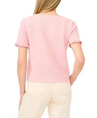 CeCe Women's Crewneck Short-Sleeve Cardigan Sweater