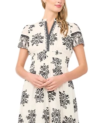 CeCe Women's V-Neck Printed Cotton Maxi Dress