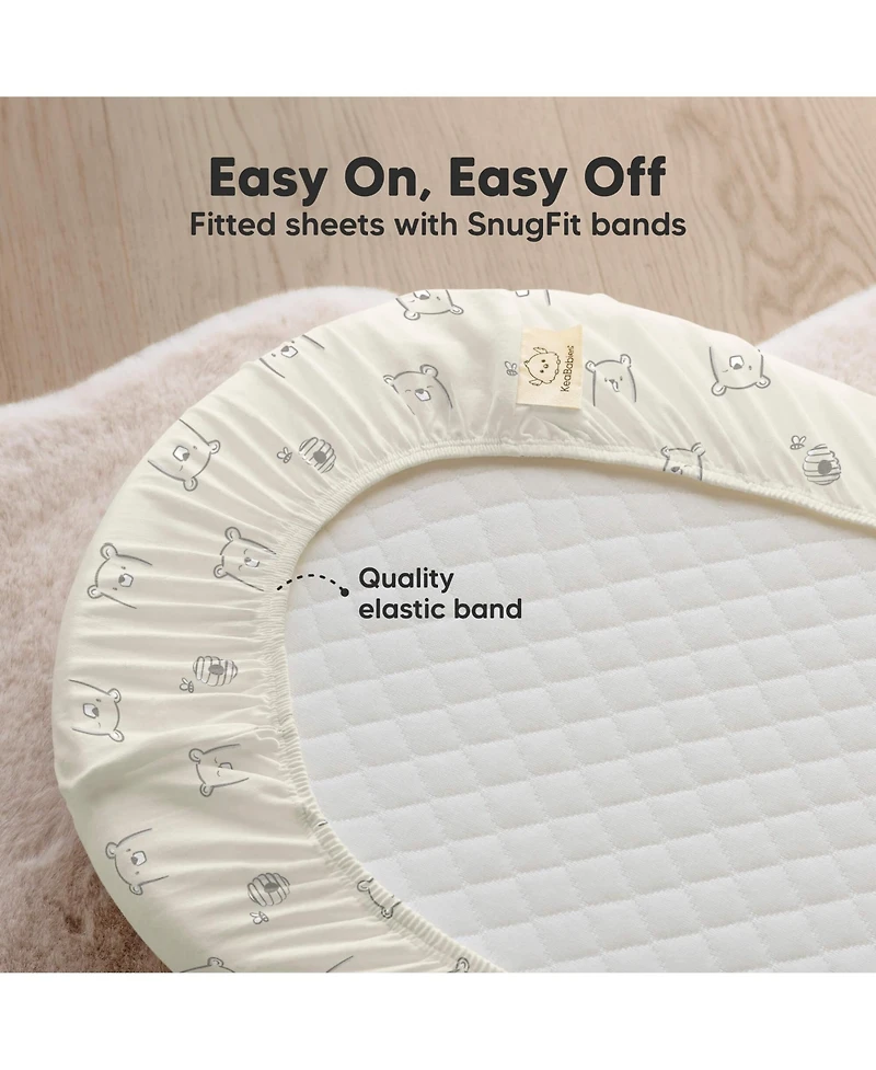 KeaBabies Bassinet Sheet for Baby Girls, Boys, 2-Pack Soothe Fitted Sheets, Bedside Mattress