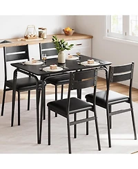 gaomon 5-Piece Dining Set for 4, Modern Rectangular Table with Chairs, Space-Saving Kitchen Dining Set for Apartment or Office