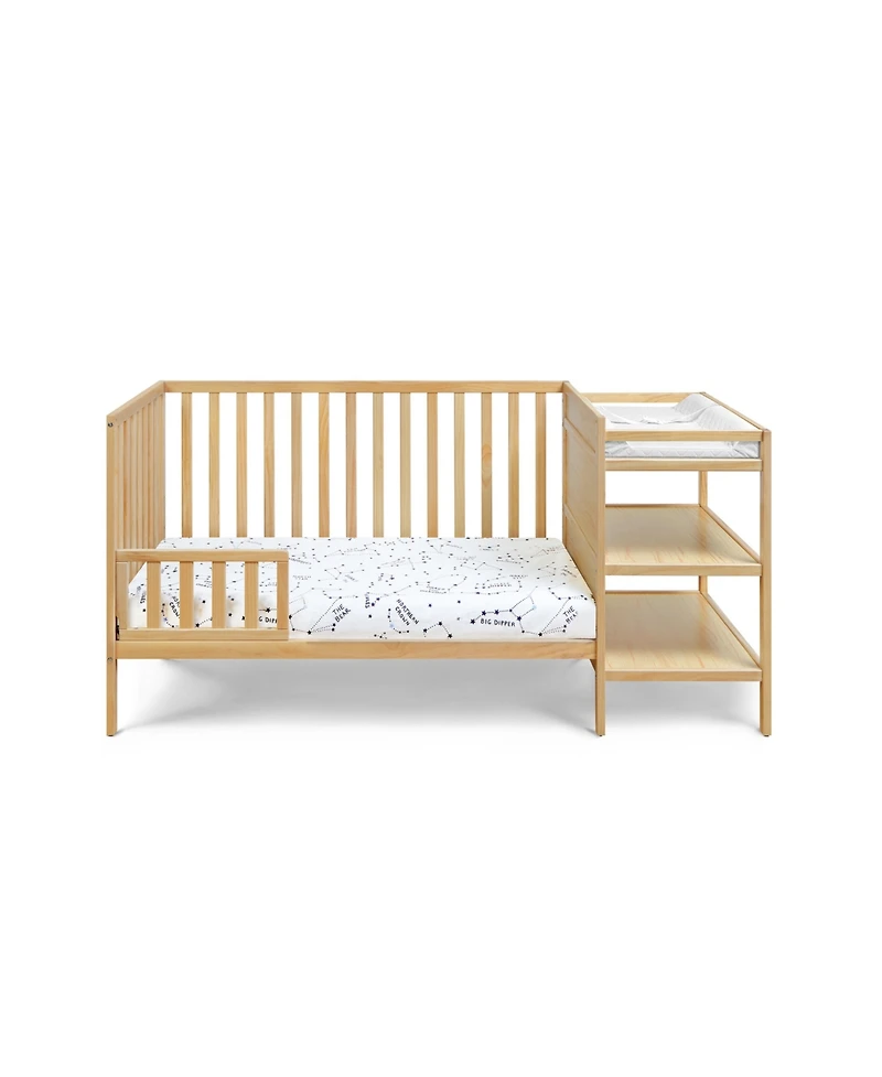 Flynama 3 in 1 convertible crib and changer combo solid wood 3 position mattress support attached changing table storage for baby nursery