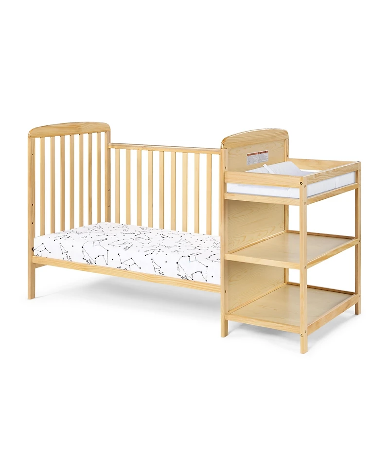 Flynama Crib and Changer Combo Detachable Changing Table 3 Adjustable Mattress Heights Space Saving Design Non Toxic Safe Finish for Baby Nursery