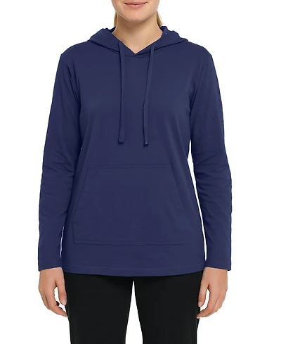Blue Ice Women's Loose Fit Cotton Lightweight Casual Pullover Drawstring Hoodie With Pocket