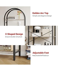 gaomon 5-Tier 70.8" Tall Arched Bookshelf, Open Display Shelf with Metal Frame, Storage Rack for Bedroom or Home.