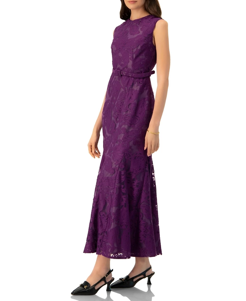 Ivonne Women's Sleeveless Lace Long Dress