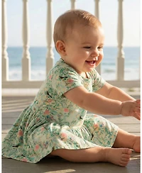 Motette Baby Girls Sage Blossom Bamboo Twirl Dress with Bodysuit